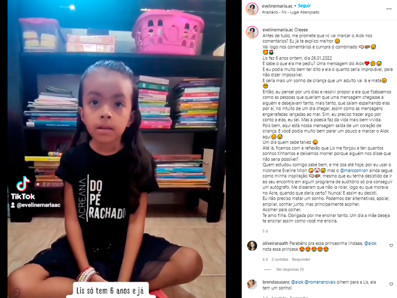 Vídeo compartilhado no perfil da mãe já alcançou mais de 7 mil contas