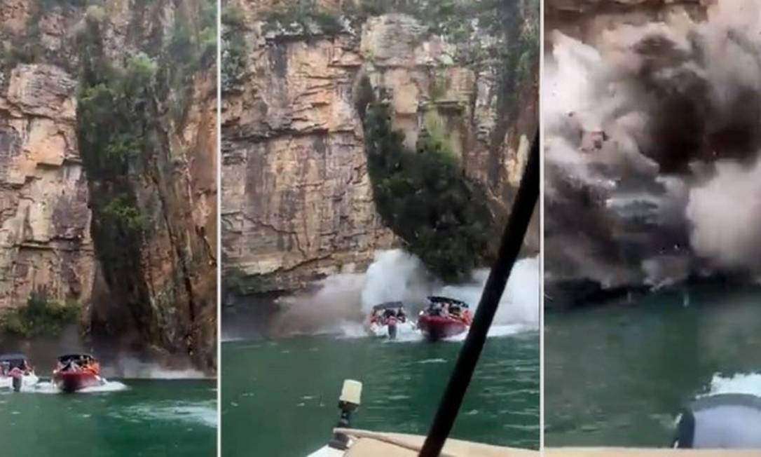 Turistas registraram momento da queda