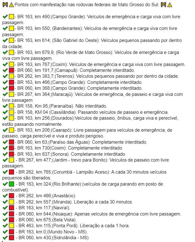 Interdições em rodovias de MS