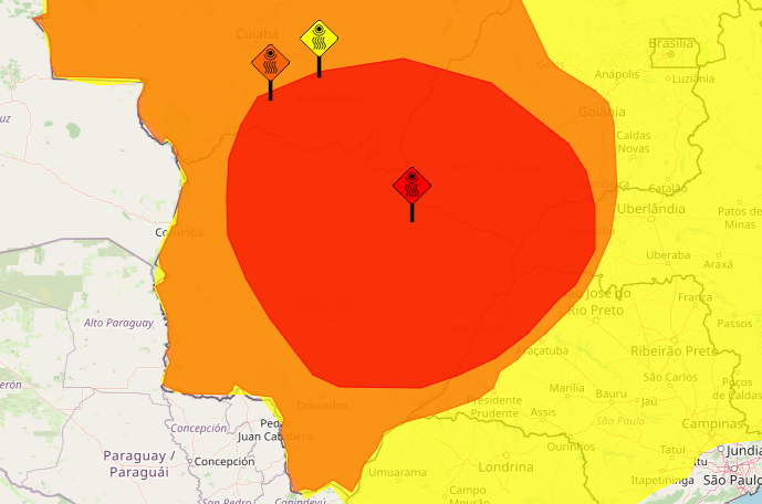 Alerta vigente nesta quinta-feira